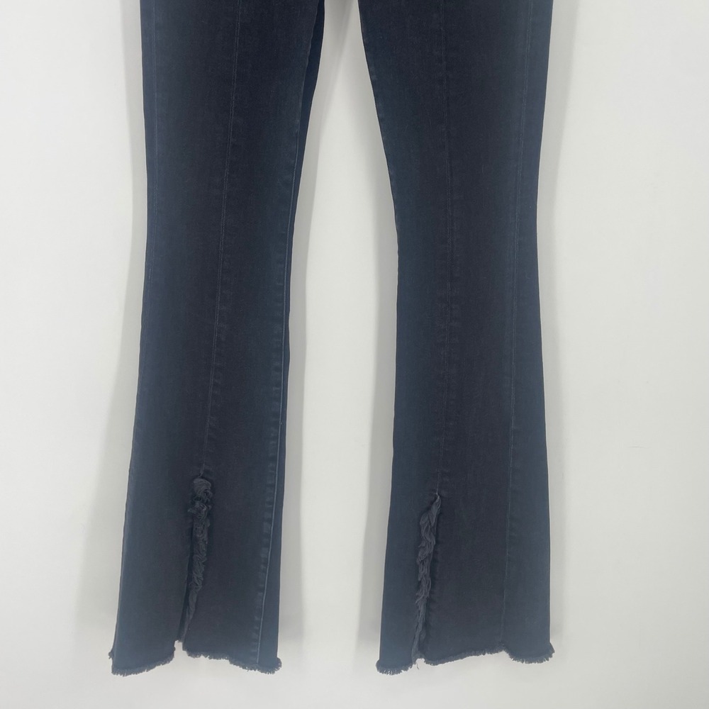 7 For All Mankind Luxe Vintage High Rise Flare Jeans Black Raw Hem Size 25 - Picture 3 of 11